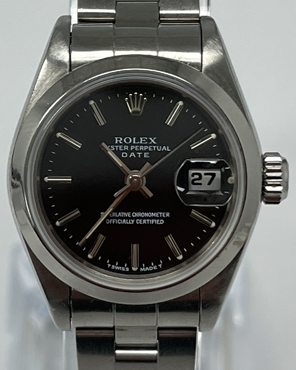 Rolex Oyster Perpetual Lady Date 26MM Black Dial Steel Bracelet (69160)