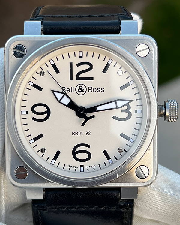 Bell & Ross BR 01-92 Aviation Type 46MM White Dial Leather Strap (BR01-92-S)