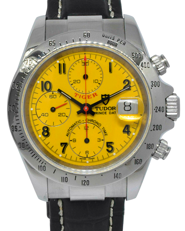Tudor Prince Date Tiger 39MM Yellow Dial Leather Strap (79280P)