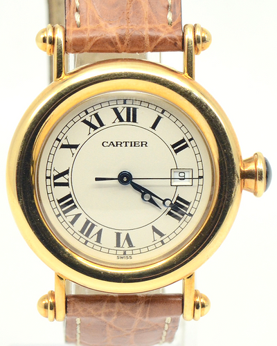 Cartier Diabolo 32MM Quartz White Dial Leather Strap (1420)