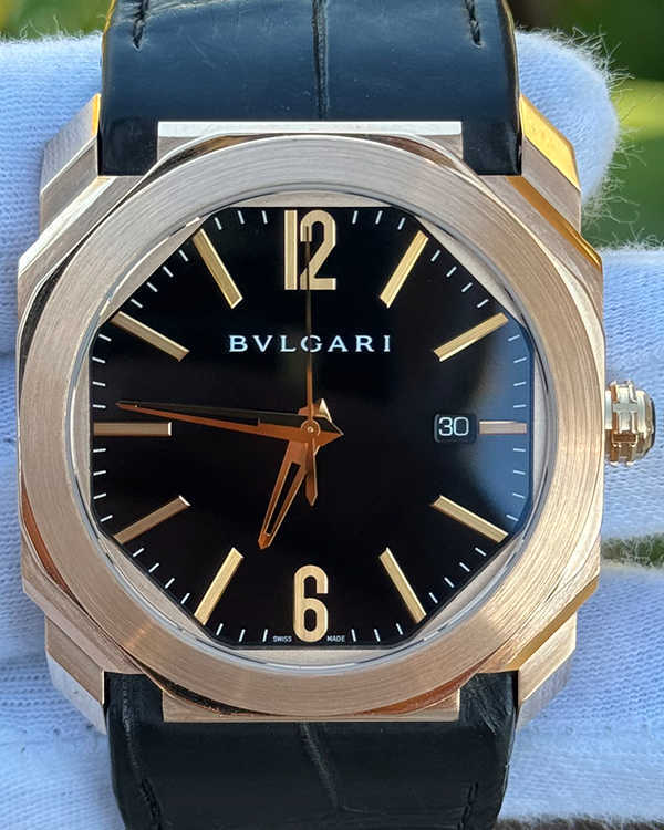 Bvlgari Octo 41MM Black Dial Leather Strap (102250 BGO P 41 G)