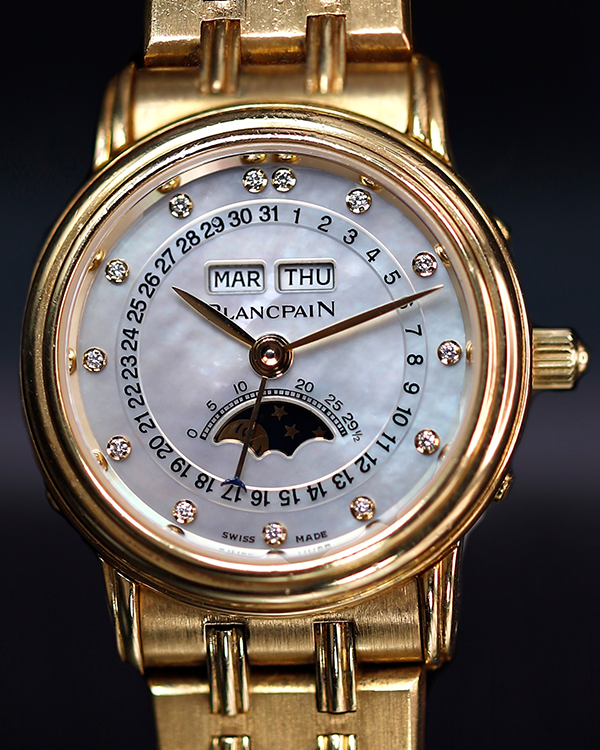 Blancpain Villeret Automatic 34MM Yellow Gold Mother of Pearl Diamond Dial Bracelet (6595)