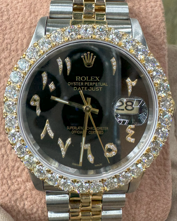 1998 Rolex Datejust 36MM Aftermarket Black Dial Two-Tone Jubilee Bracelet (16233)