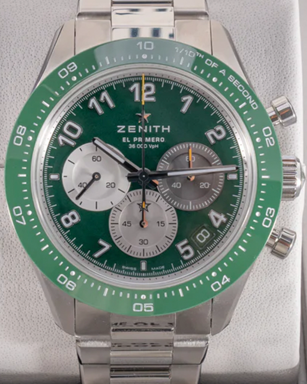 2023 Zenith Chronomaster Sport X "Aaron Rodgers" 41MM Green Dial Steel Bracelet (03.3117.3600/56.M3100)