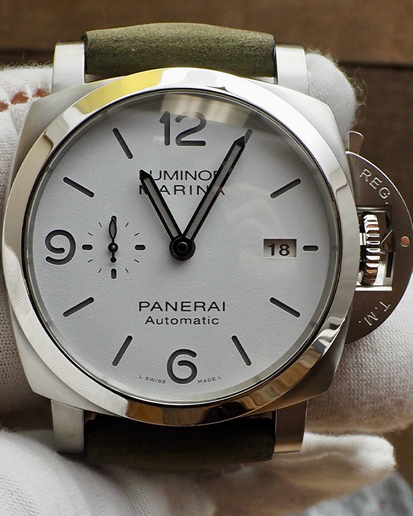 2021 Panerai Luminor Marina 44MM White Dial Leather Strap (PAM01314)