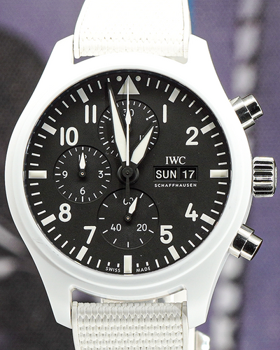 2022 IWC Schaffhausen Pilot Chronograph Top Gun “Lake Tahoe” 44.5MM Black Dial Rubber Strap (IW389105)