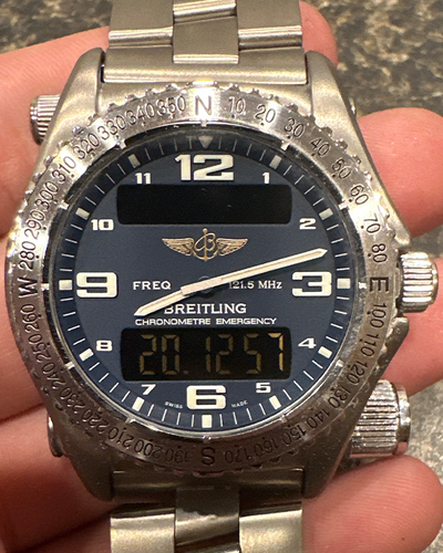 No Reserve - Breitling Chronometer Emergency Titanium Blue Dial (E76321)