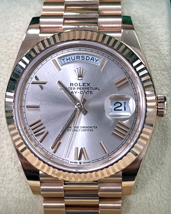 2024 Rolex Day-Date 40MM Rose Gold Sundust Dial Everose President Bracelet (228235)