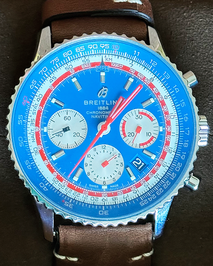 Breitling Navitimer B01 "Pan Am" 43MM Blue Dial Leather Strap (AB0121)