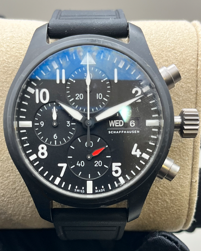 2024 IWC Schaffhausen Pilot Chronograph Top Gun 41.9MM Black Dial Rubber Strap (IW389401)