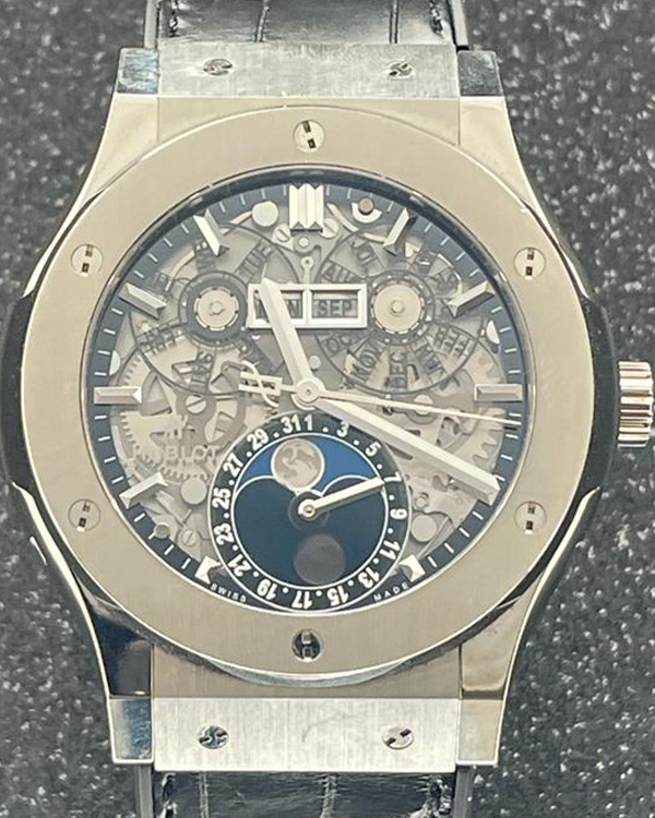 Hublot Classic Fusion Aerofusion 42MM Titanium Skeleton Dial Leather Strap (547.NX.0170.LR)