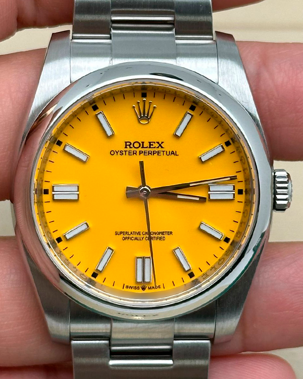 Rolex Oyster Perpetual 36MM Aftermarket Yellow Dial Oyster Bracelet (116000)