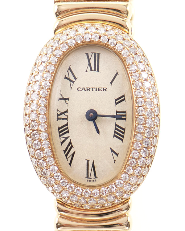 Cartier Baignoire 18MM Quartz Silver Dial Yellow Gold and Diamond (1960)