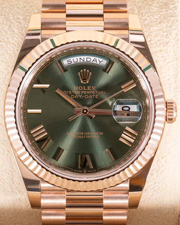 2024 Rolex Day-Date 40MM Green Dial Rose Gold President Bracelet (228235)