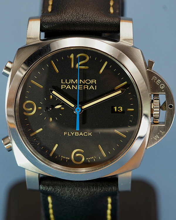 Panerai Luminor 1950 3 Days Chrono Flyback 44MM Black Dial Leather Strap (PAM00524)