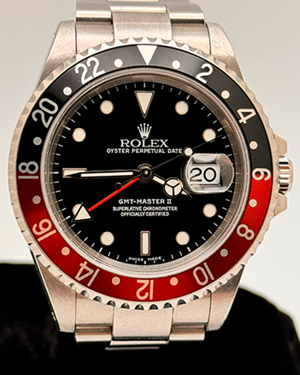 No Reserve - 2002 Rolex GMT-Master II "Coke" 40MM Black Dial Steel Bracelet (16710)