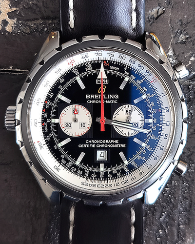 2009 Breitling Chrono-Matic 44MM Black Dial Leather Strap (A41360)