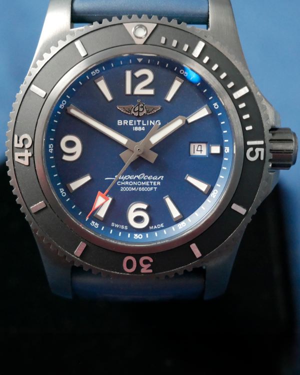 No Reserve - 2022 Breitling Superocean 46MM Blue Dial Rubber Strap (M17368)