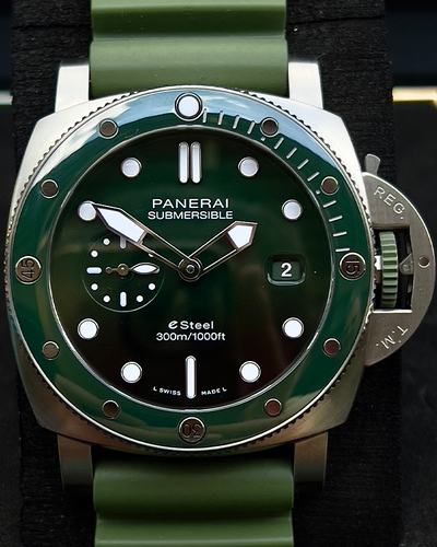 2022 Panerai Submersible QuarantaQuattro Verde Smeraldo 44MM Green Dial Rubber Strap (PAM01287)