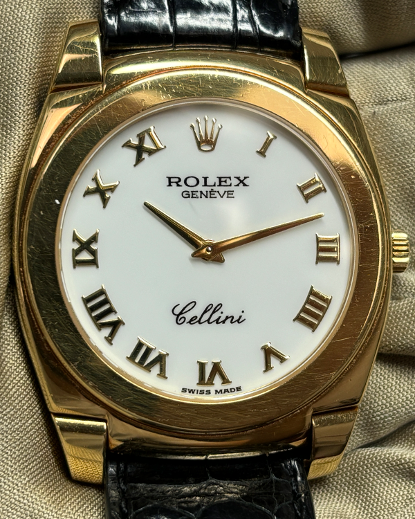 2005 (D Serial) Rolex Cellini Cestello 36MM White Dial Leather Strap (5330)