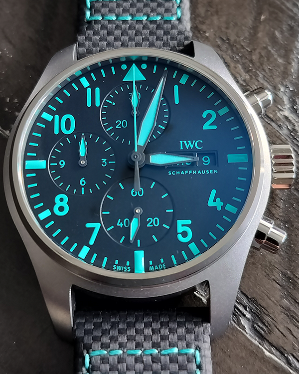 2023 IWC Schaffhausen Pilot Chronograph “Mercedes-AMG Petronas Formula One Team" 41MM Black Dial Textile Strap (IW388108)