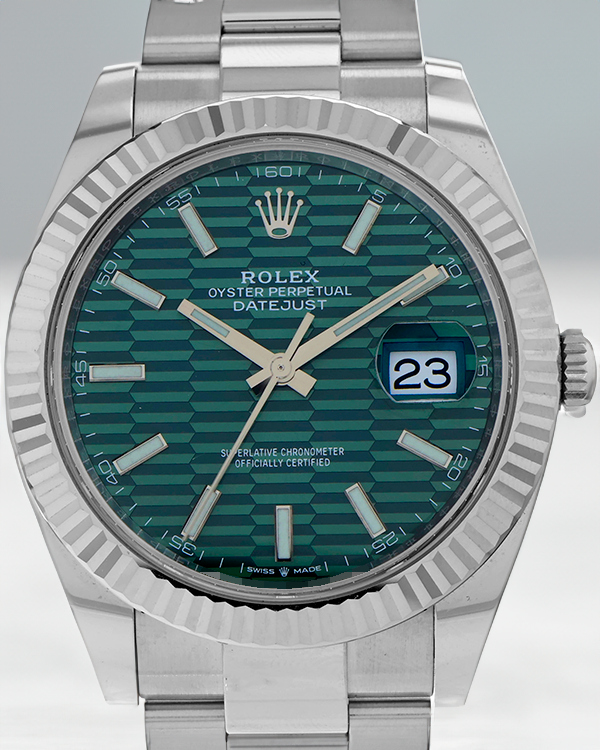 2022 Rolex Datejust 41MM Mint Green Fluted Motif Dial Oyster Bracelet (126334)