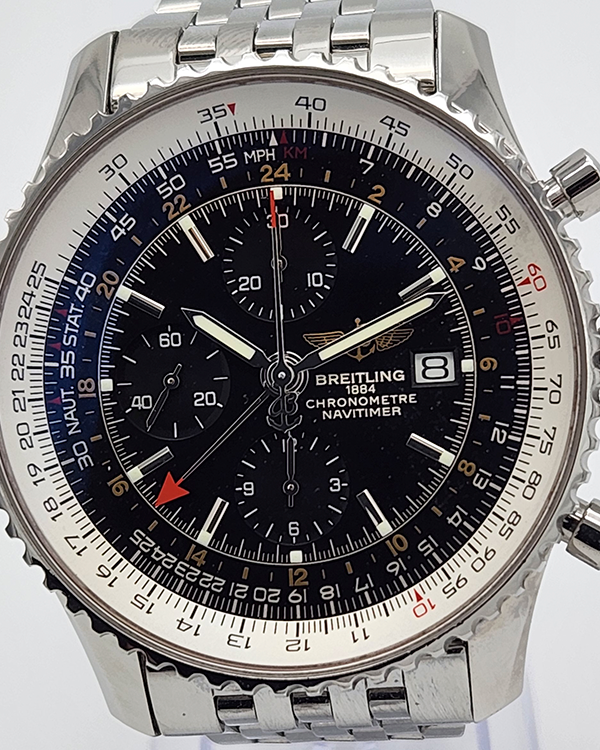 Breitling Navitimer World GMT 46 Chronograph Steel Black Dial (A2432212)