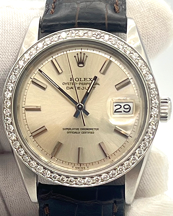 Rolex Datejust 36MM Silver Dial Leather Strap (1601)