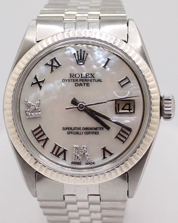 Rolex Oyster Perpetual Date 34MM Aftermarket Mother of Pearl Dial Jubilee Bracelet (1501)