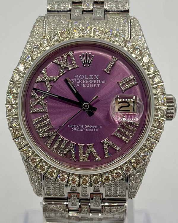 Rolex Datejust 36MM Purple Dial Iced Out Bracelet (1601)