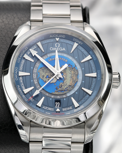 2020 Omega Seamaster Aqua Terra Worldtimer 43MM Blue Dial Steel Bracelet (220.10.43.22.03.001)