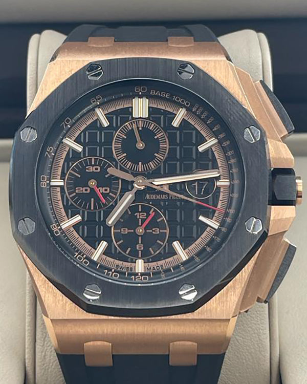 Audemars Piguet Royal Oak Offshore 44MM Rose Gold Black Dial Rubber Strap (26401RO)