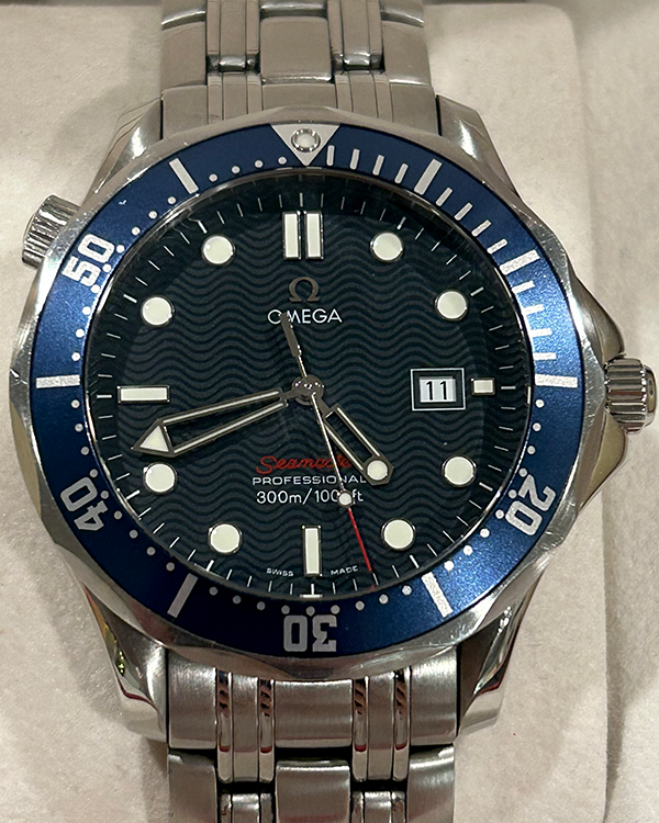 No Reserve - 2010 Omega Seamaster 300M Quartz 41MM Steel Blue Dial (2221.80.00)