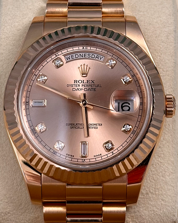 2013 Rolex Day-Date II 41MM Pink Dial Rose Gold President Bracelet (218235)