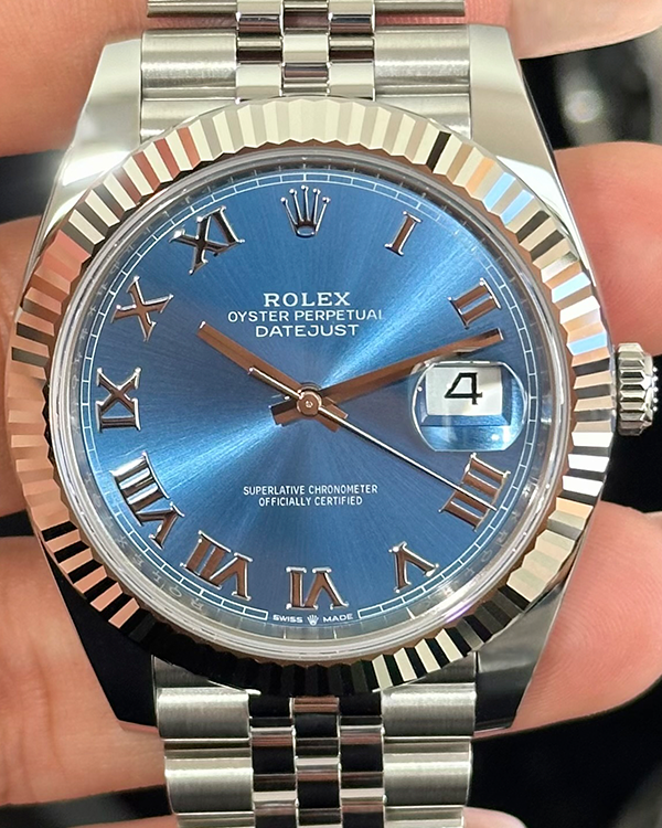 2023 Rolex Datejust 41MM Azzuro Blue Dial Oystersteel Jubilee Bracelet (126334)