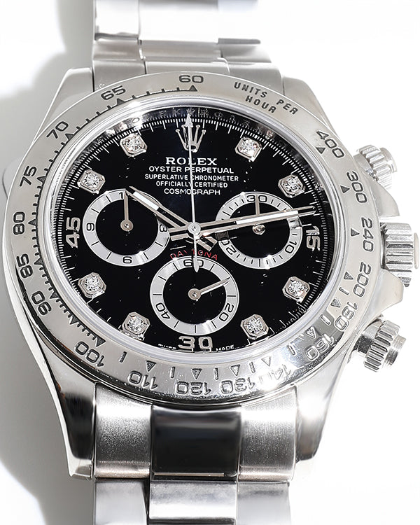 Rolex Cosmograph Daytona 40MM Black Dial White Gold Bracelet (116509)