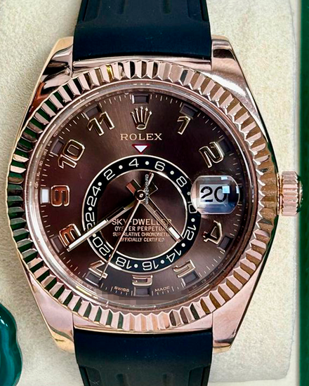 Rolex Sky-Dweller 42MM Chocolate Dial Aftermarket Rubber Strap (326135)