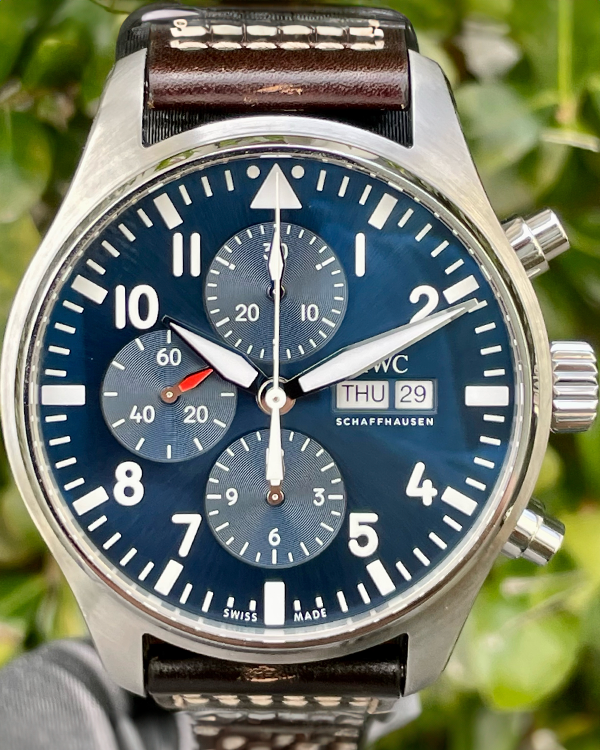 2019 IWC Schaffhausen Pilot Chronograph "Le Petit Prince" 43MM Blue Dial Leather Strap (IW377714)