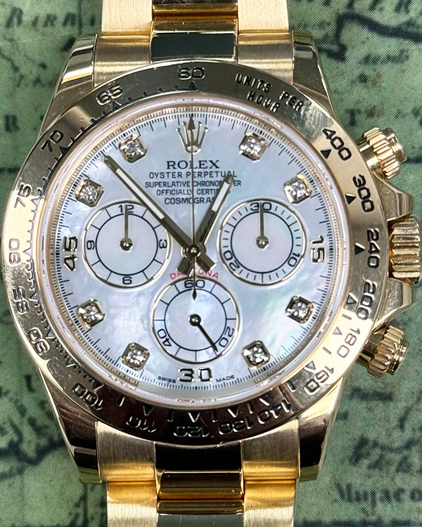 2020 Rolex Cosmograph Daytona 40MM Mother Of Pearl Dial Yellow Gold Bracelet (116508)