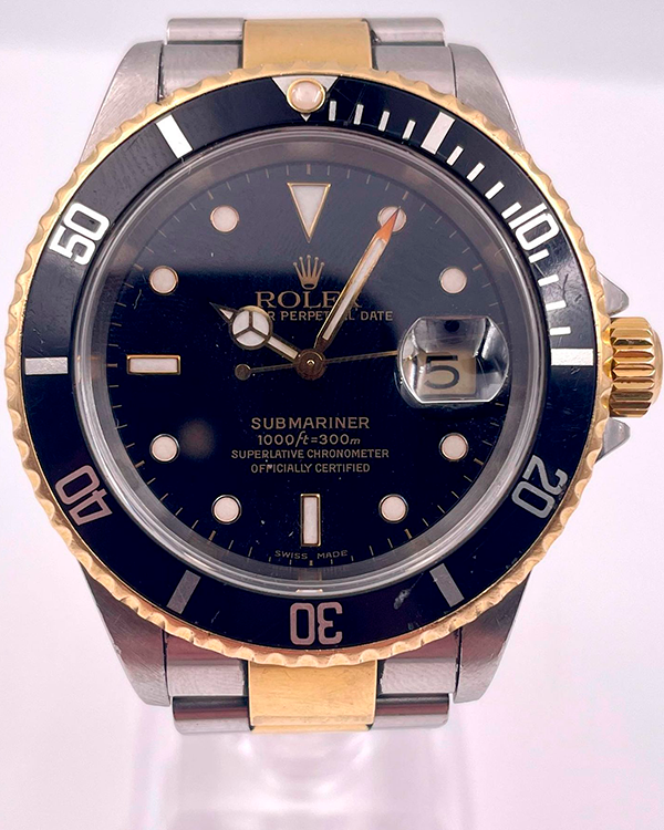 2000 Rolex Submariner Date 40MM Black Dial Two-Tone Bracelet (16613)