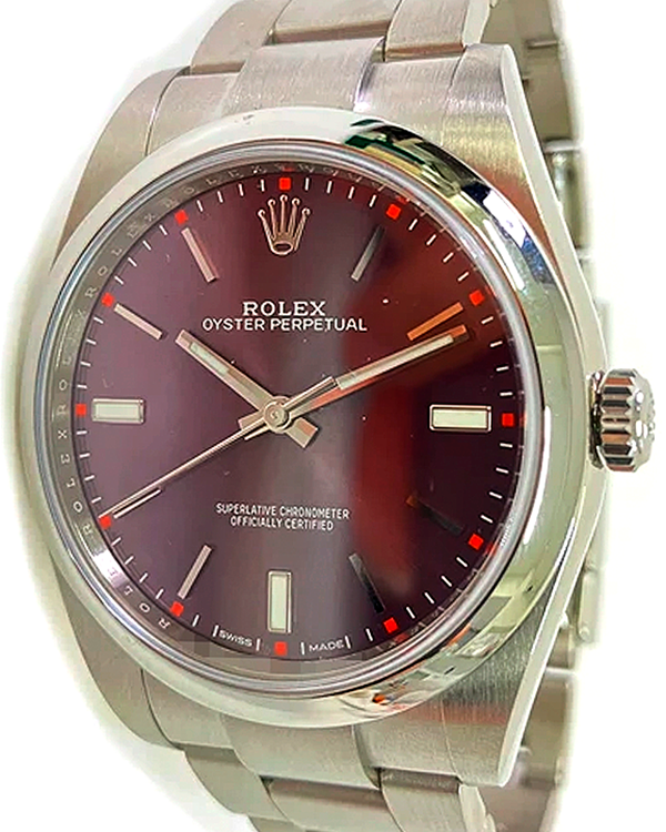 2019 Rolex Oyster Perpetual 39MM Red Grape Dial Oyster Bracelet (114300)