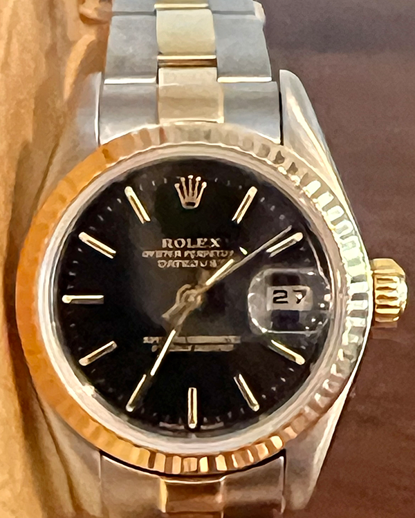 2002 Rolex Lady-Datejust 26MM Black Dial Two-Tone Bracelet (79173)