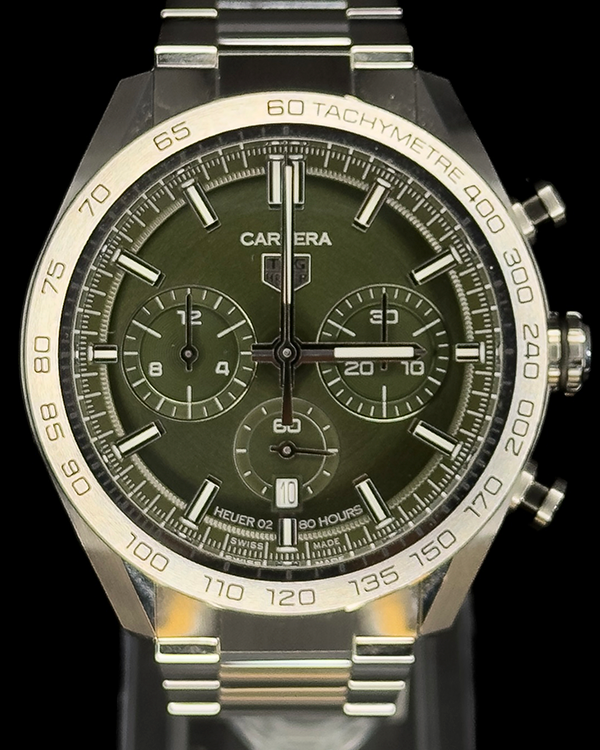 2022 TAG Heuer Carrera 44MM Green Dial Steel Bracelet (CBN2A10.BA0643)