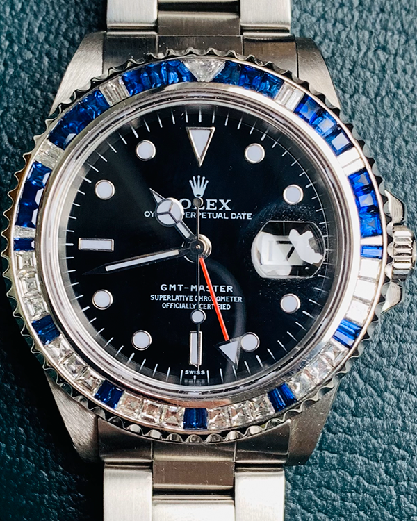 Rolex GMT-Master Vintage 40MM Aftermarket Bezel Black Dial Steel Bracelet (16700)