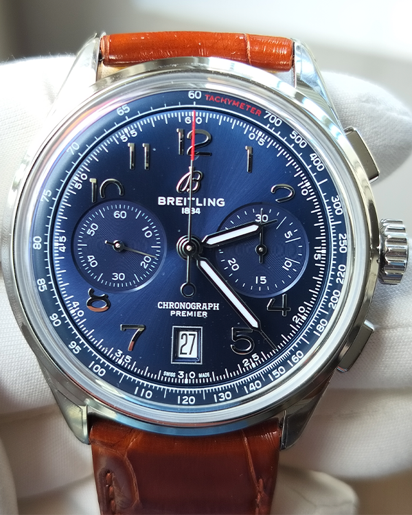 2023 Breitling Premier B01 Chronograph 42MM Blue Dial Leather Strap (AB0145171C1P1)