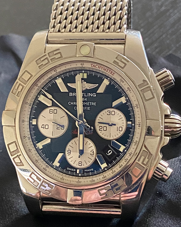 2011 Breitling Chronomat 44MM Blue Dial Steel Bracelet (AB0110)