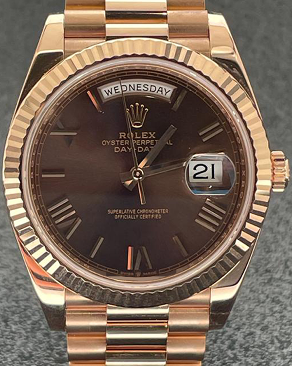 2020 Rolex Day-Date 40MM Everose Gold President Bracelet Brown Dial (228235)