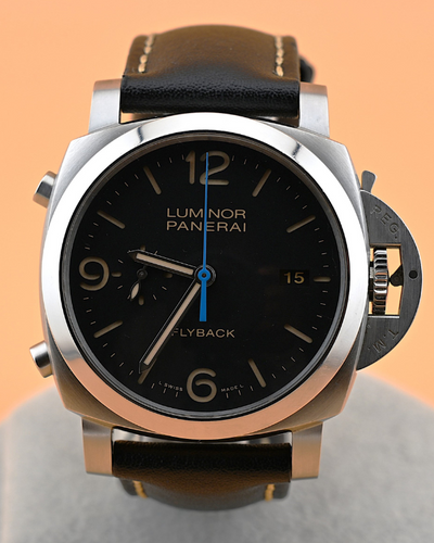 Panerai Luminor 1950 3 Days Chrono Flyback 44MM Black Dial Leather Strap (PAM00524)