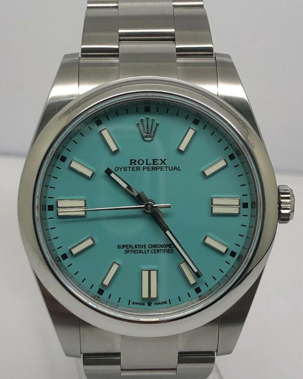 Rolex Oyster Perpetual 41MM Aftermarket Turquoise Dial Oyster Bracelet (124300)