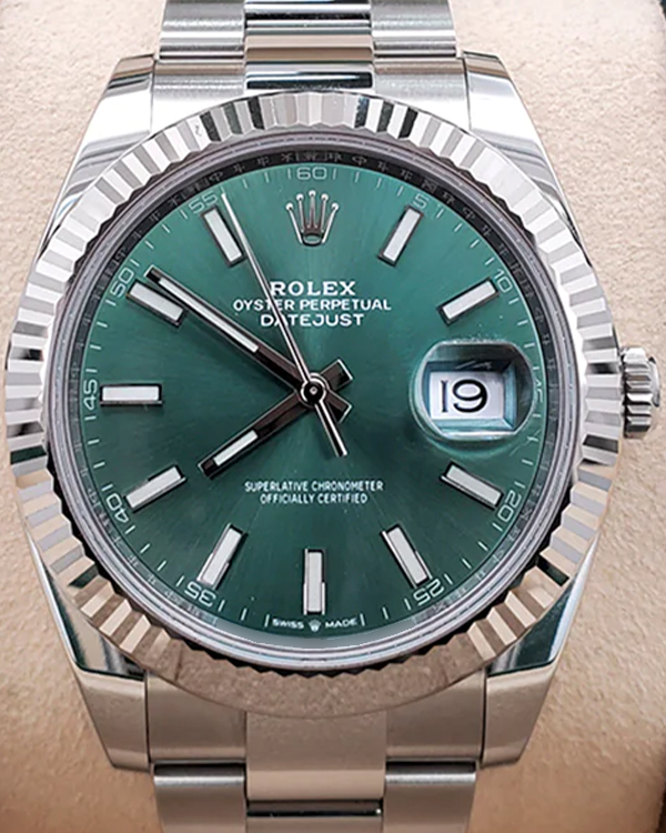 2023 Rolex Datejust 41MM Mint Green Dial Oyster Bracelet (126334)